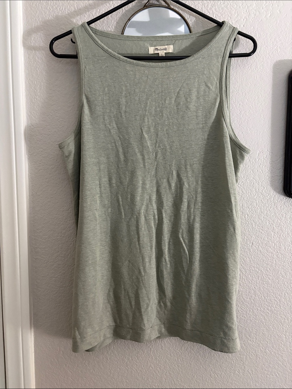 Madewell Light Sage Green Ribbed Tank Top